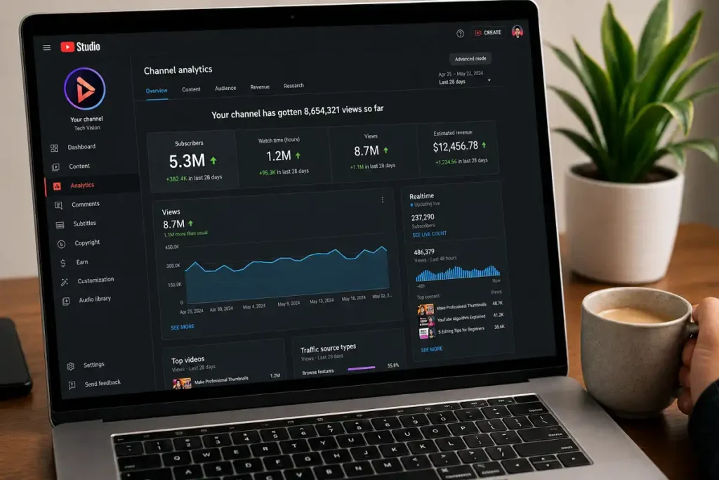 YouTube subscriber count dashboard