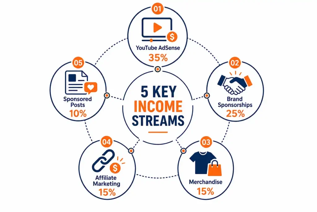 fitness youtuber income sources chart