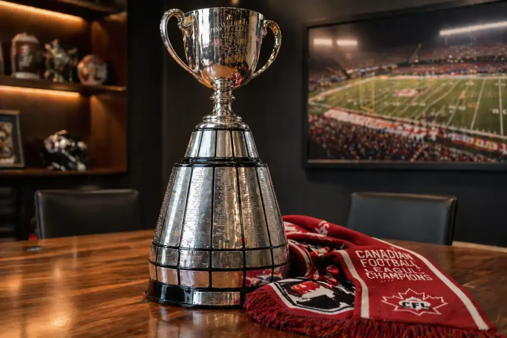 Grey cup championship trophy display