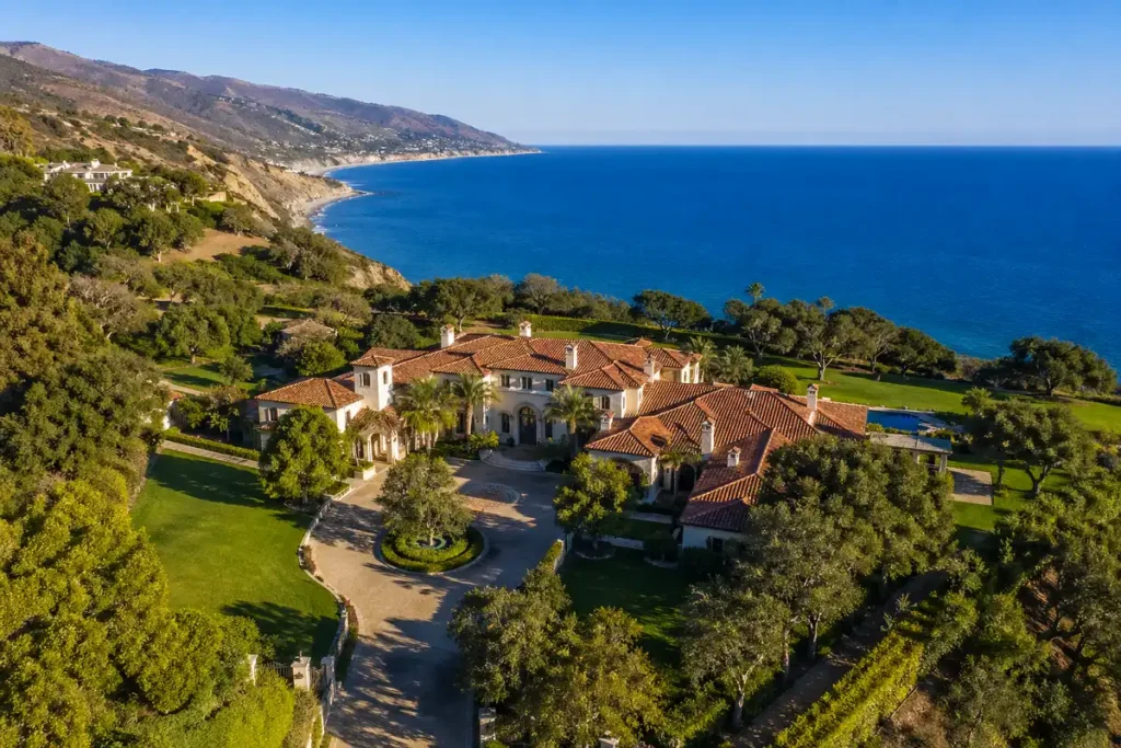 malibu point dume hilltop estate aerial view