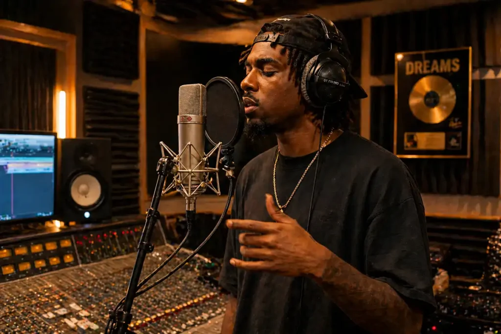 rapper recording studio session