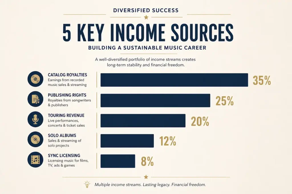 rock musician income sources breakdown chart