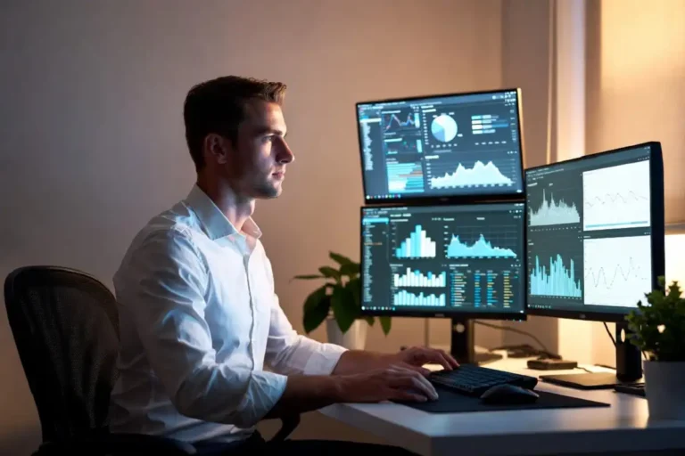 Professional reviewing AI analytics dashboards for career growth in 2026
