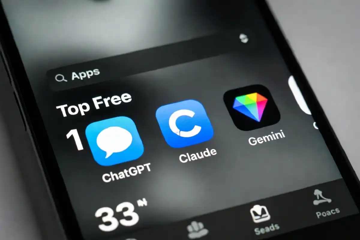 AI assistant apps ChatGPT Claude and Gemini ranked in App Store top charts May 2026