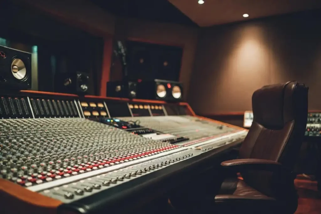 Empty professional recording studio reflecting industry changes in the music business