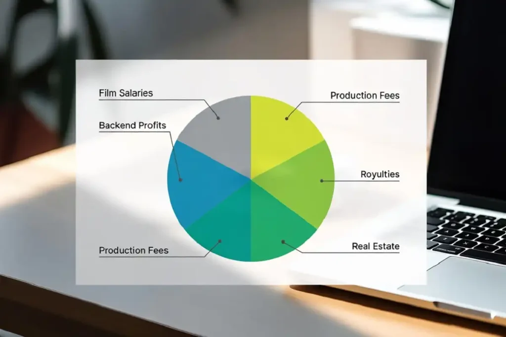 Hollywood actress diversified income streams pie chart visualization