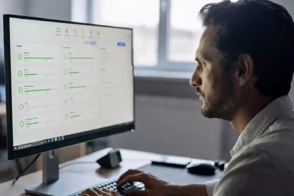 IT administrator deploying Windows security patches across enterprise network