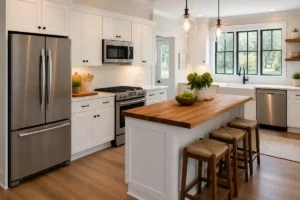 Modern kitchen with multiple major household appliances