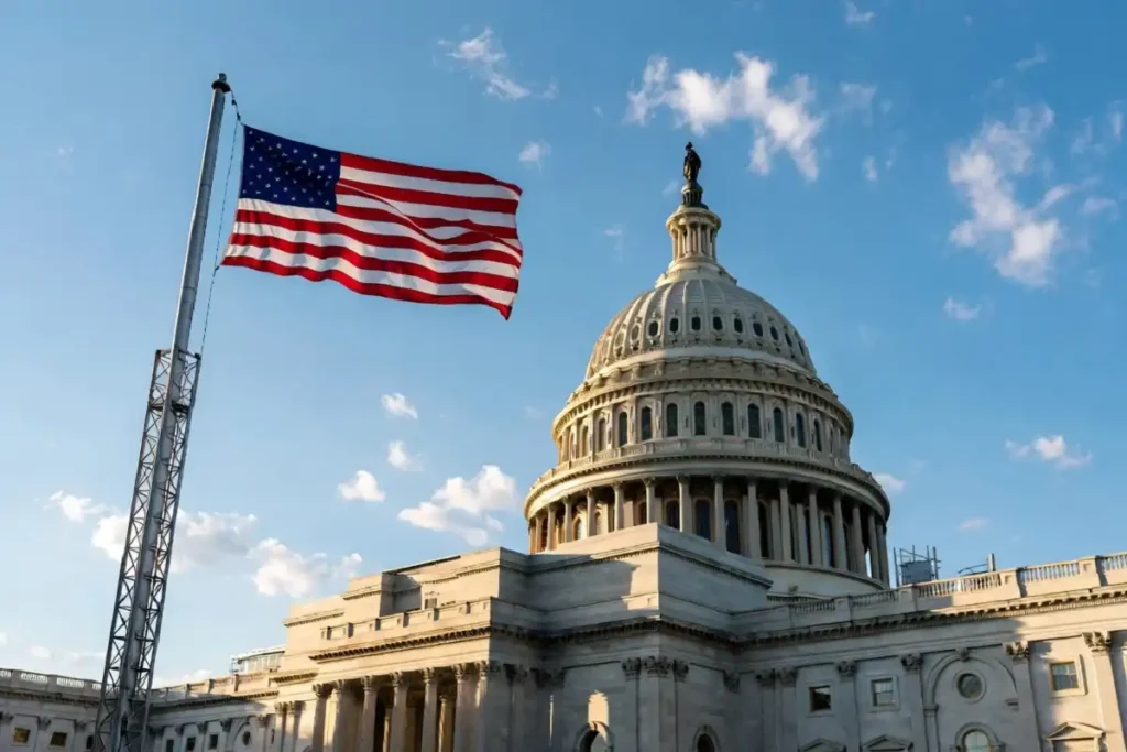 US Capitol building representing Senate stablecoin legislation progress in May 2026