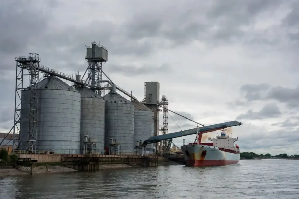 Grain loading at a U.S. port export terminal tied to the China farm trade deal
