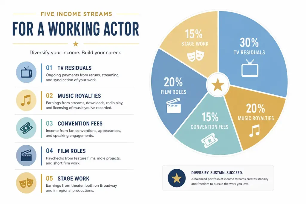 Television actor income source breakdown chart