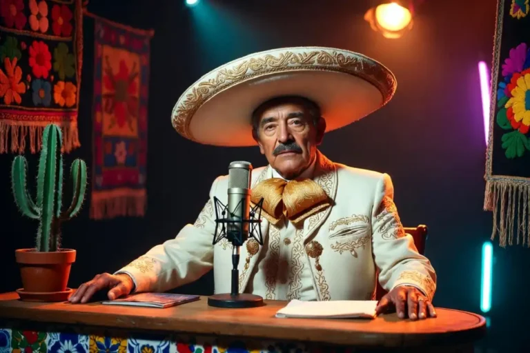 Don Cheto Mexican American radio host character in white suit
