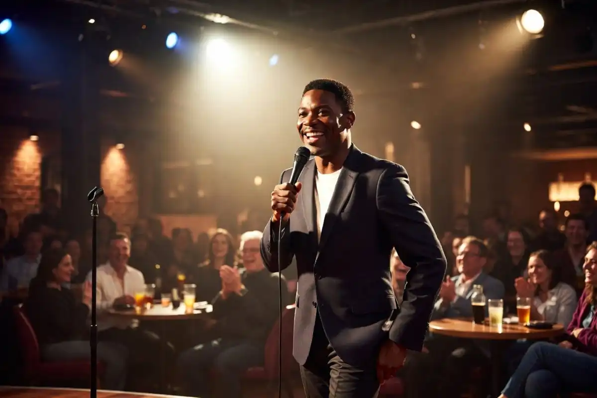 Druski comedian smiling on stage representing his net worth and career success in 2026