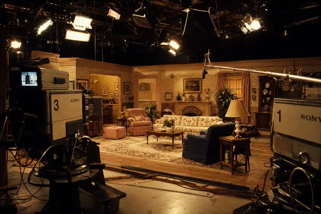 Veteran soap opera actor on television production set