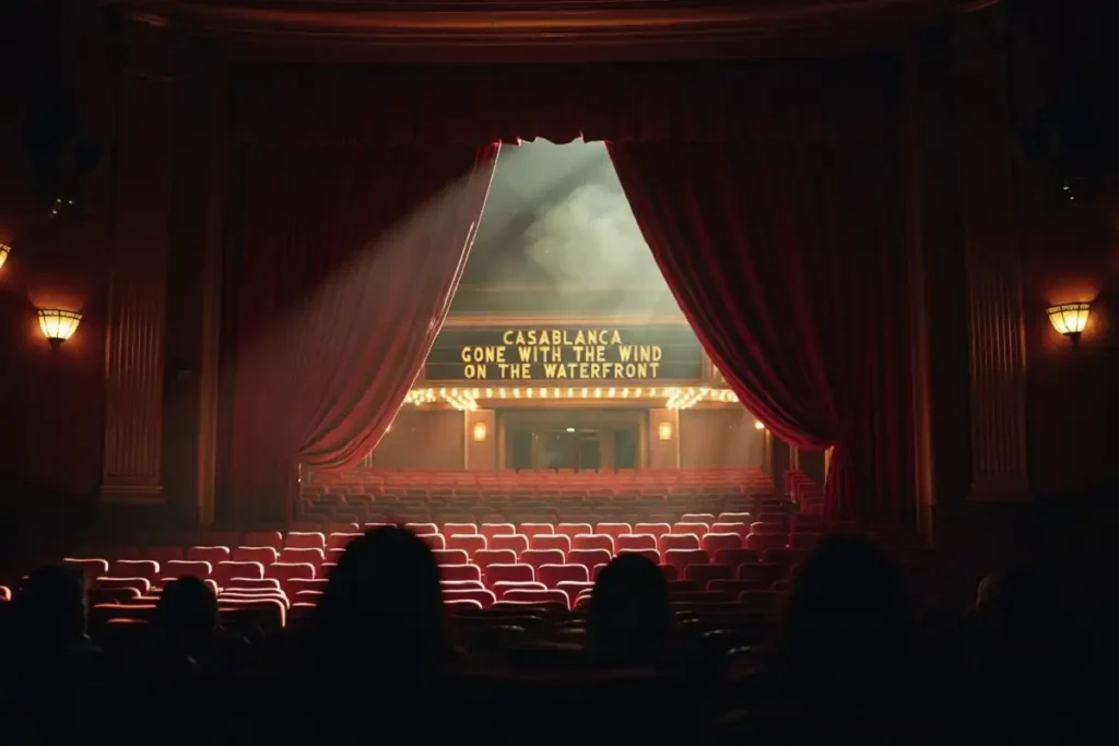 Classic Hollywood cinema theater showcasing iconic film career