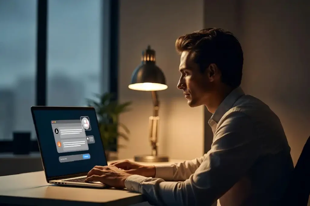 An employee using AI tools at work to save time and boost productivity in 2026