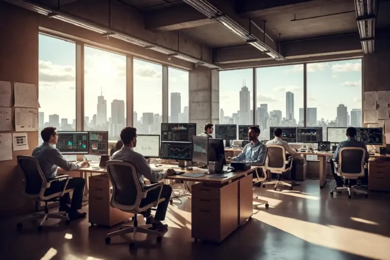 Startup funding 2026 surge shown by AI market intelligence platform on a trading floor