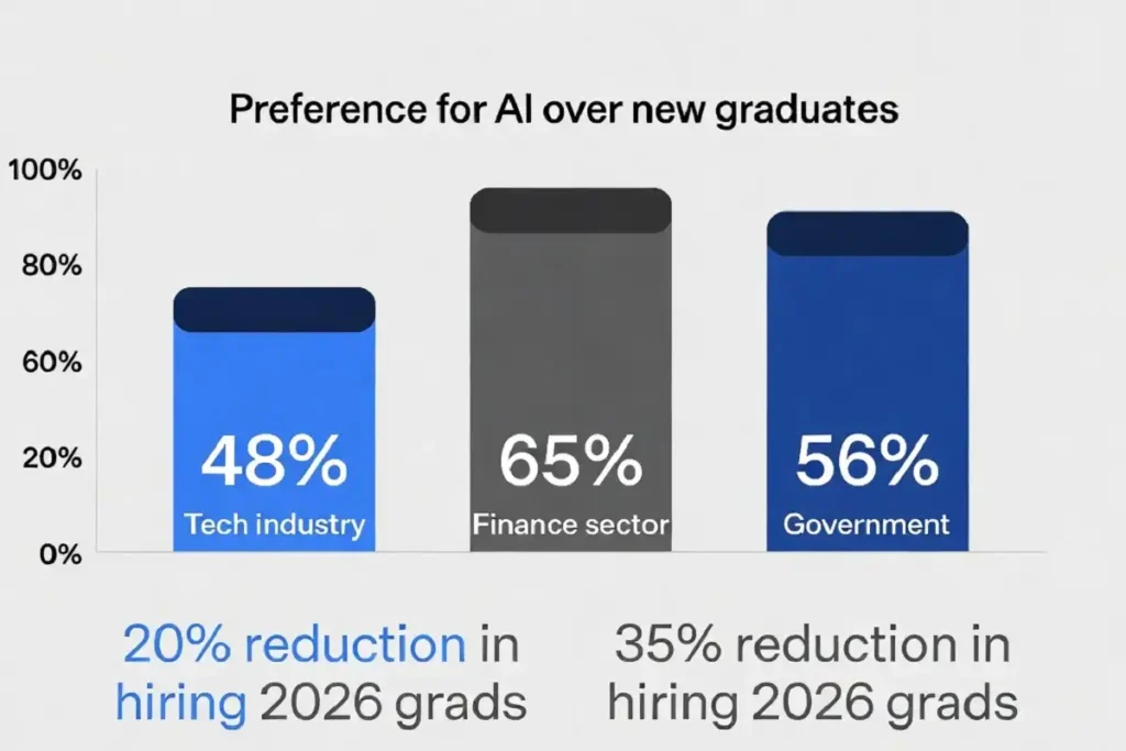 Survey data on hiring managers preferring AI over 2026 college graduates
