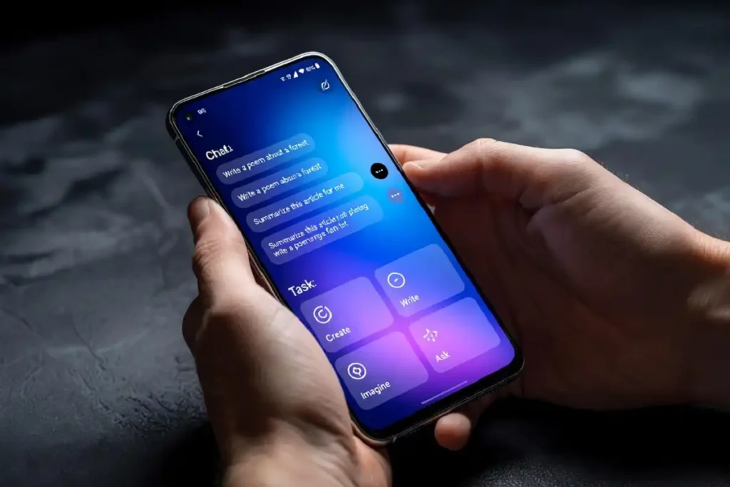 Gemini Intelligence AI feature interface displayed on Android 17 smartphone