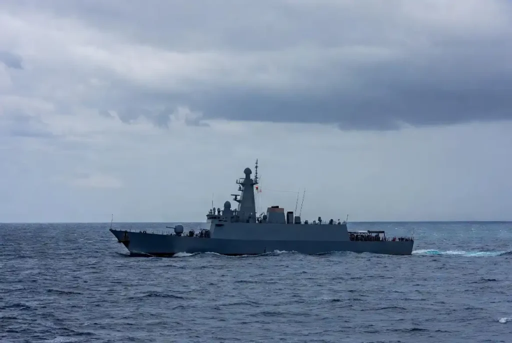 Naval vessel conducting patrol operations in the Taiwan Strait