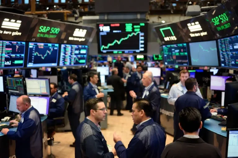 S&P 500 record close June 2026 displayed on a New York Stock Exchange trading floor screen