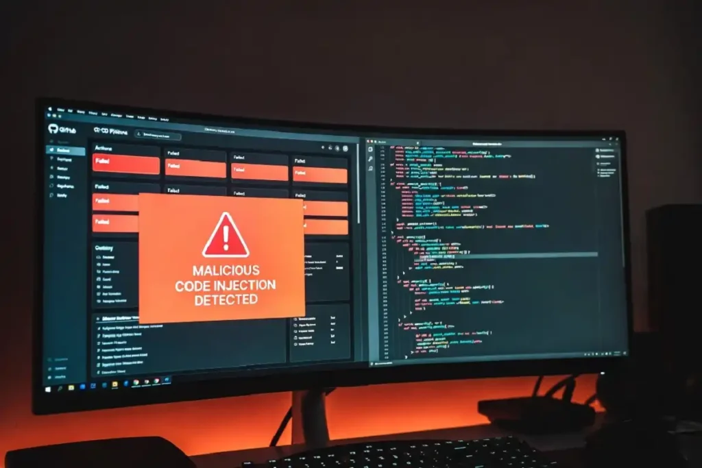  Malicious code injection into a CI/CD pipeline during the TeamPCP Chaos Crusade attack campaign
