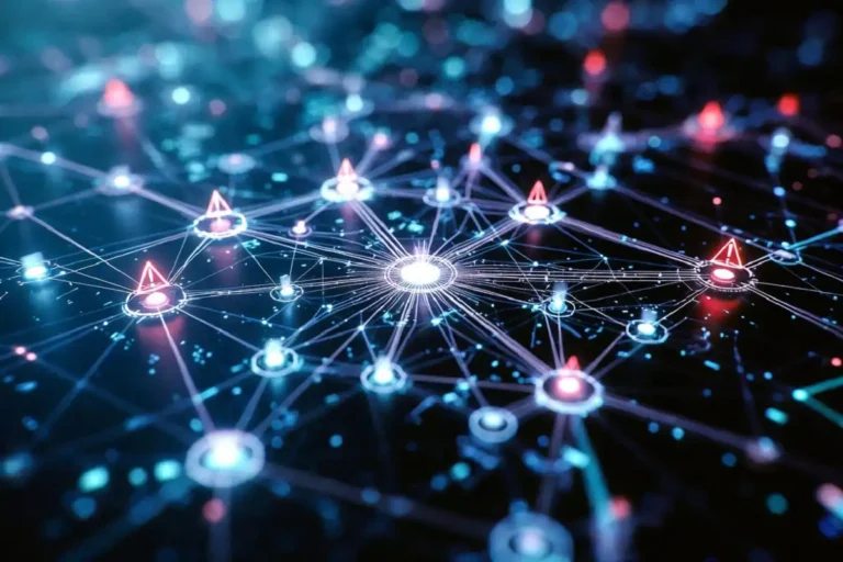 Supply chain security threats in 2026 showing interconnected digital network under attack