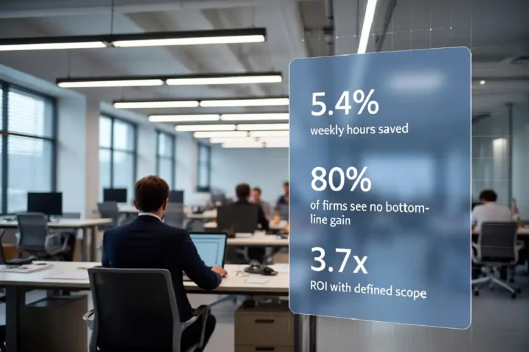 Infographic showing the AI productivity impact on workers and companies in 2026
