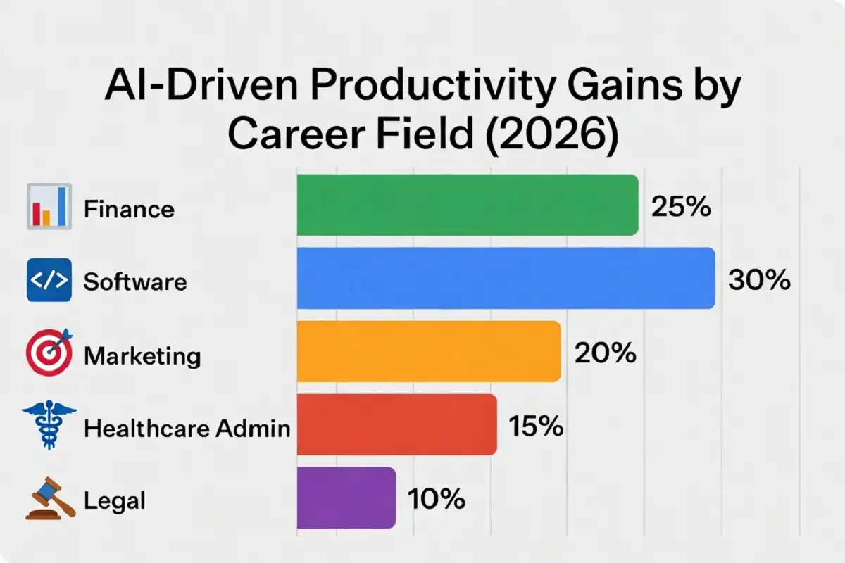 Chart comparing career fields benefiting from AI skills for career growth 2026