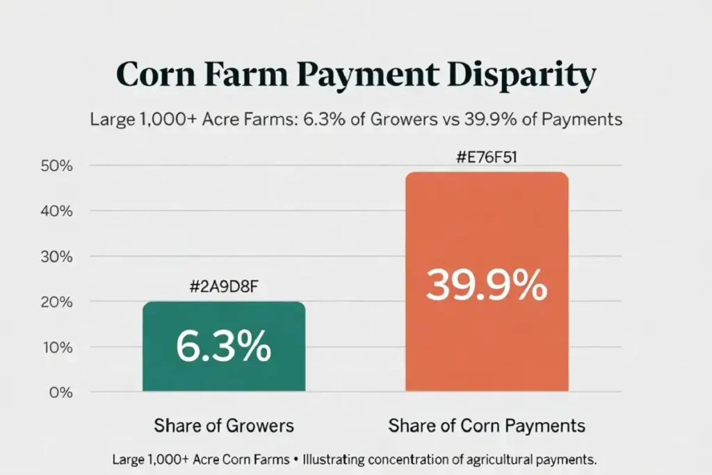 Chart showing how most Trump farm payments flow to the largest US farms in 2026