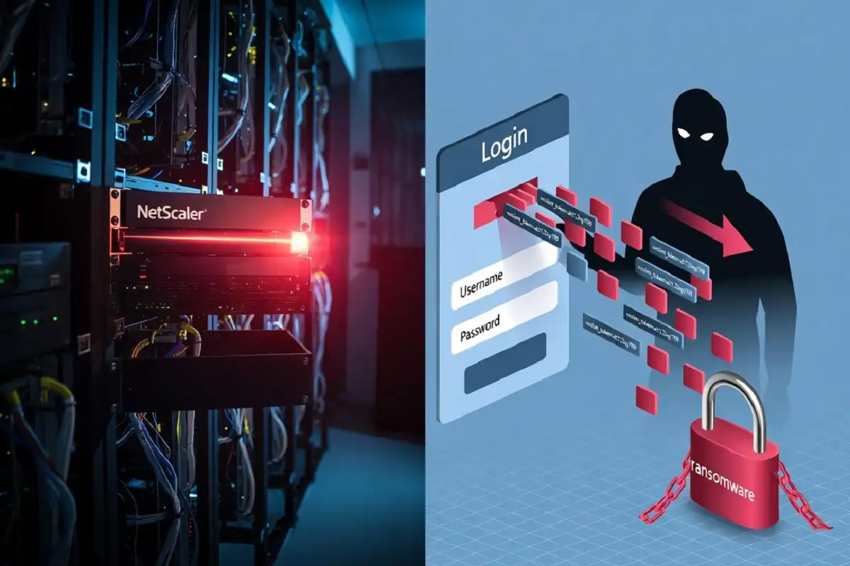 Diagram showing how Citrix Bleed 2 ransomware attacks steal NetScaler session tokens to bypass MFA