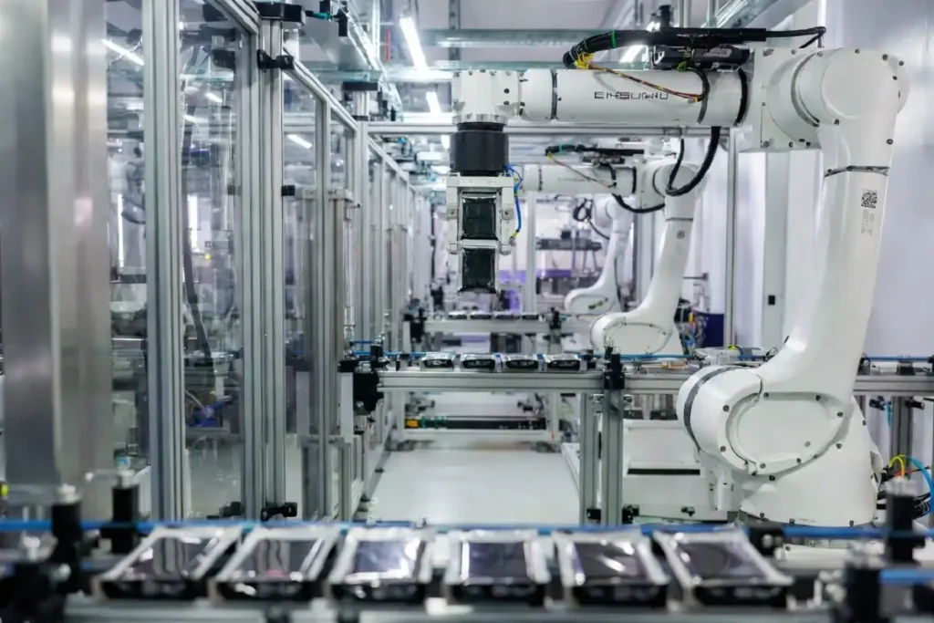 Solid-state battery pilot line showing battery startup innovation reaching production in 2026