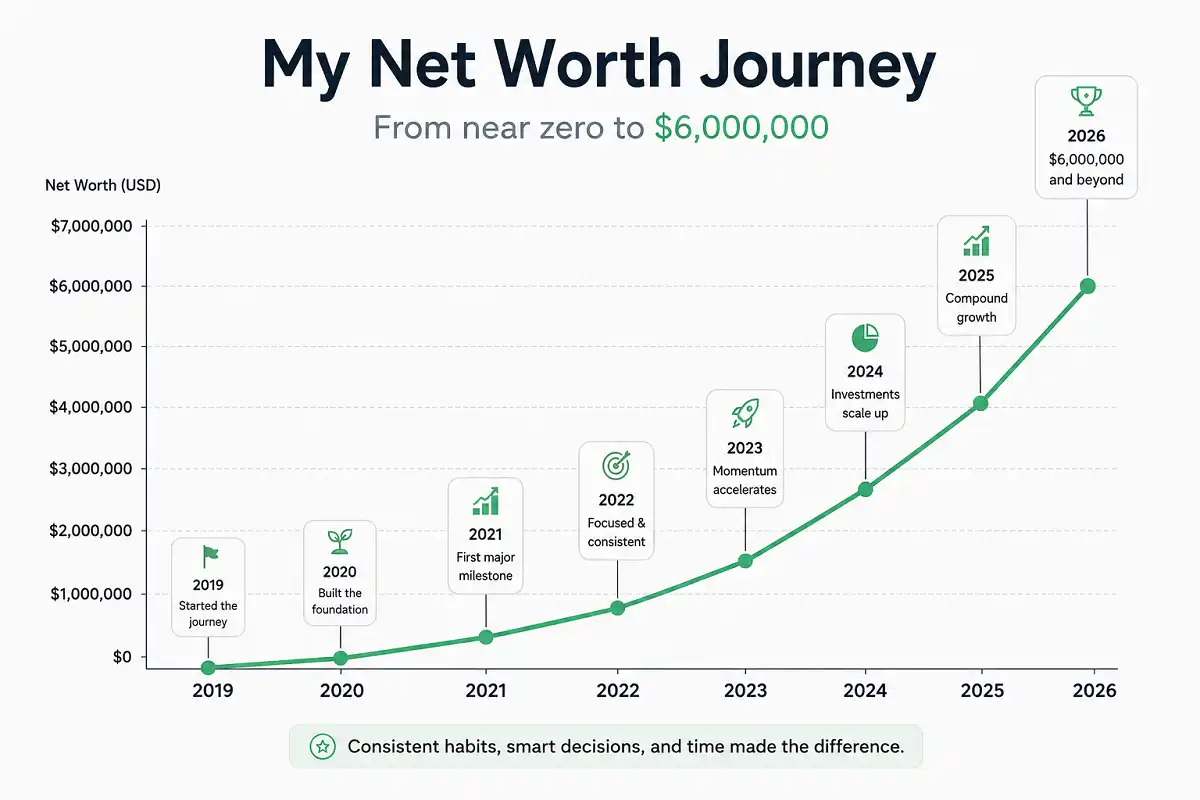 Timeline chart tracking Jynxzi net worth growth from his 2019 Twitch debut to 2026