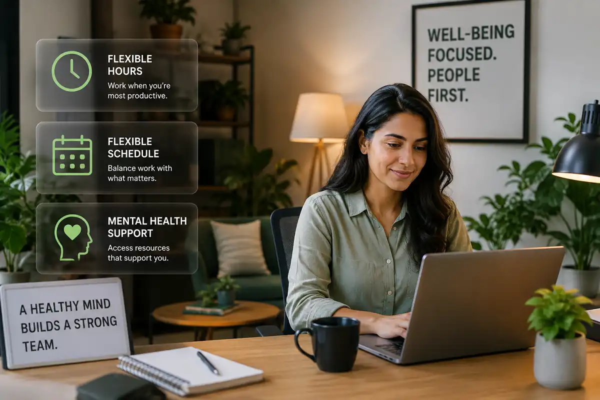 Employee wellbeing space illustrating measured wellbeing as an office workplace trend in 2026